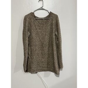 Athleta Oversize Knit Extra Fine Wool Blend Brown Speckled‎ Sweater Size M